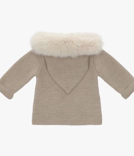 Abrigo punto con pelito natural Art. 019-10133 (rosa empolvado)