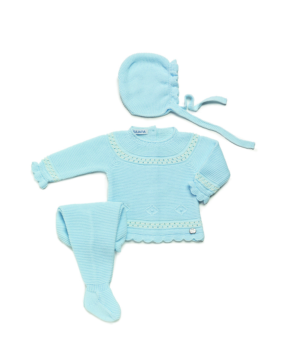 Conjunto polaina lana con capota Art. 24547 (verde agua)