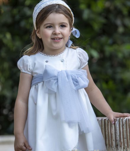 Vestido Art. 38212 CBG 22 Familia Jazmin (manga al codo) Lazo rosa