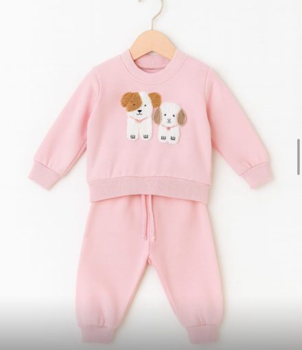 Conjunto algodón Rosa Art. Perritos