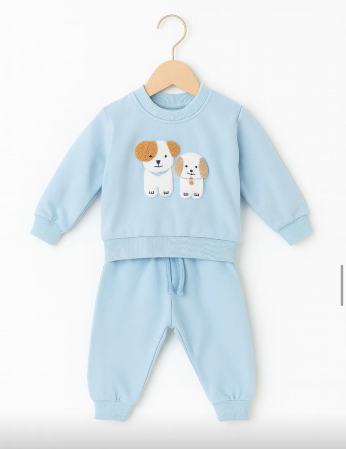 Conjunto algodón celeste Art. Perritos