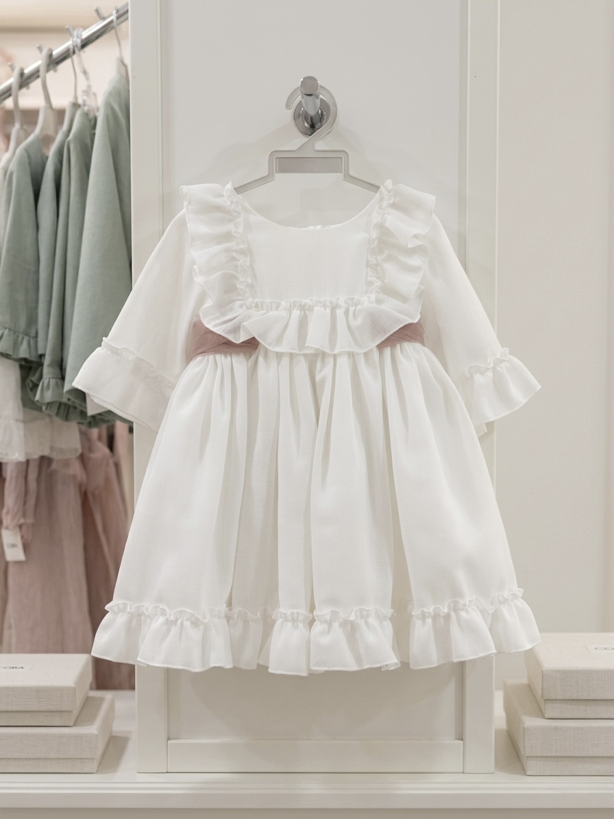 Vestido ceremonia con braguita Art. 40411 CBG Familia Martina manga al codo (varios tonos)